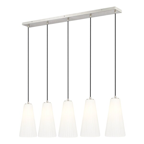 Z-Lite Farrell 5 Light Linear Chandelier, 7.25in. W x 13.75in. H, Brushed Nickel 3043P7-5L-BN - main